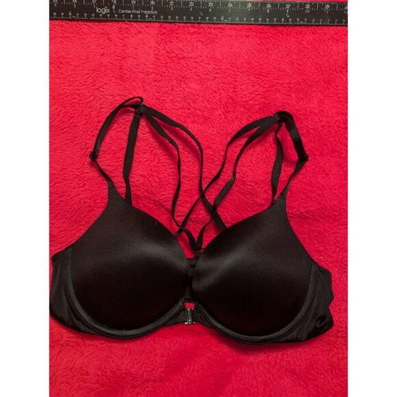 Victoria's Secret Very Sexy Push-Up Bra 34B Black Front-Close Strappy Back - Picture 2 of 7